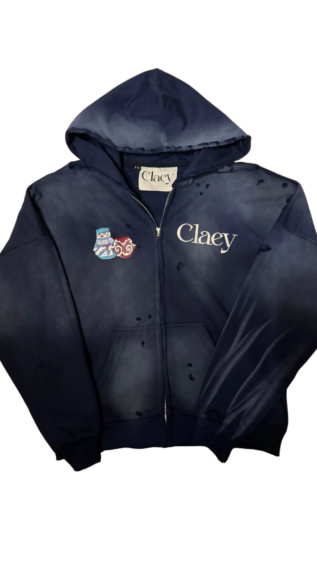 CLAEY Midnight  Blue Pottery Zip Up Hoodie